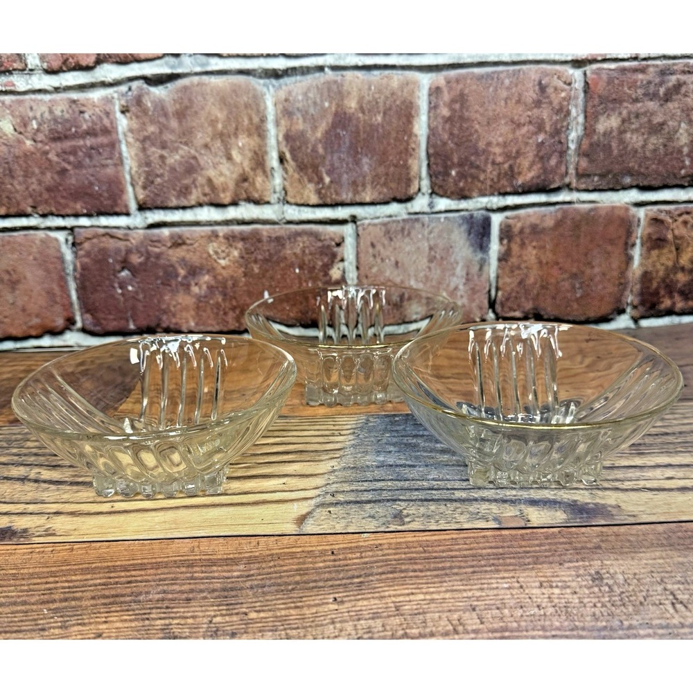 3 Vintage Depression Era Federal Glass Park Avenue Clear Fruit Dessert Bowls‎